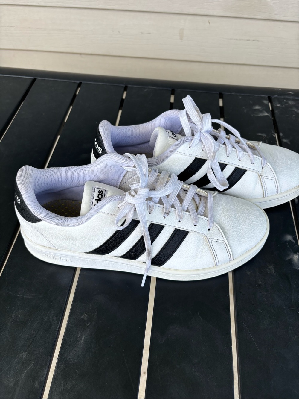 adidas White Sneakers with Grey and Yellow Insole
